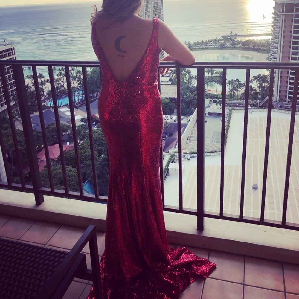 Red ball gown worn once!!
